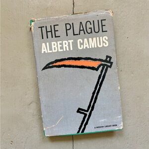 1947 The Plague A Modern Library Book Albert Camus Existentialism Scythe Death